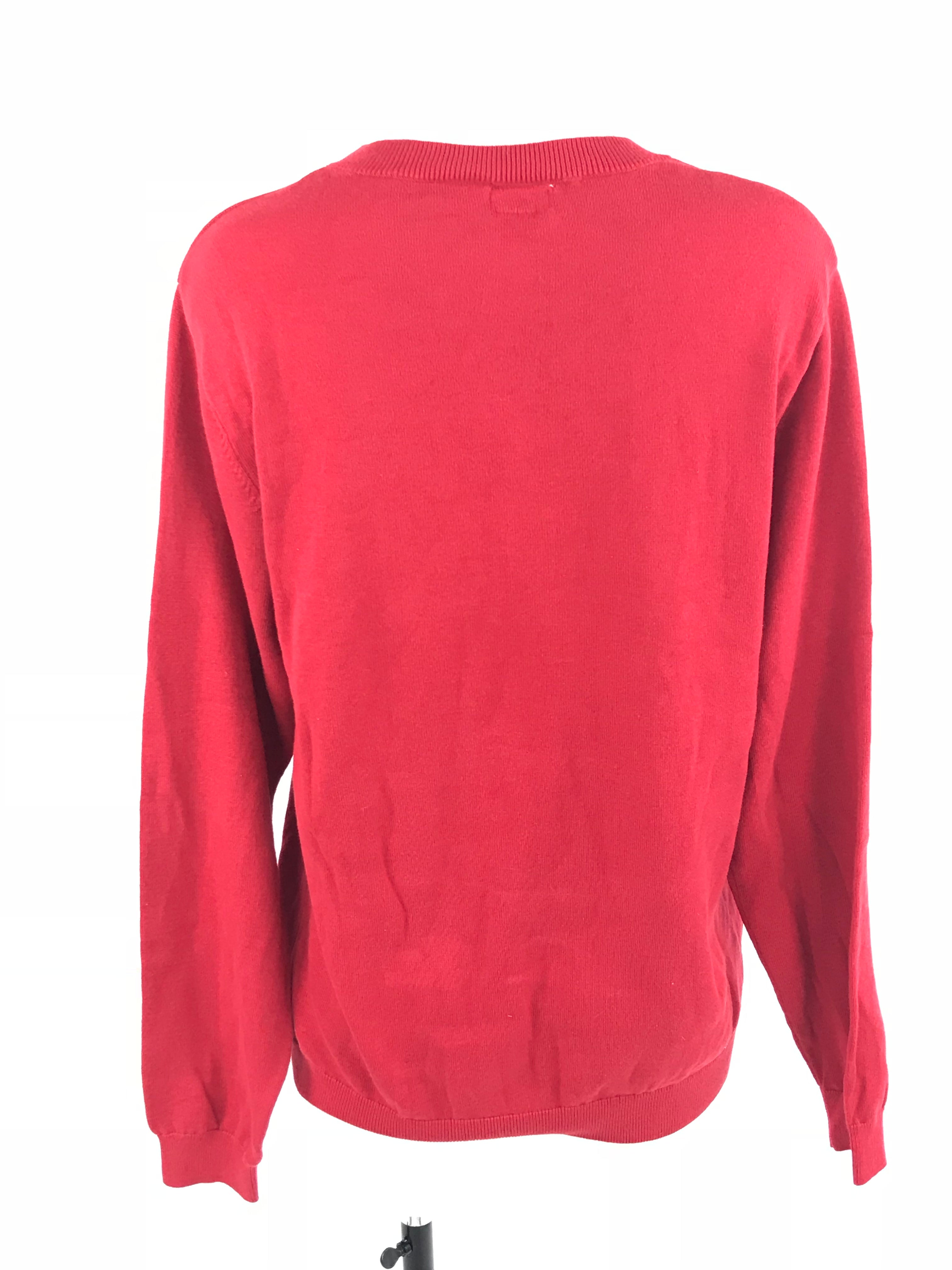 women's red crew neck sweater