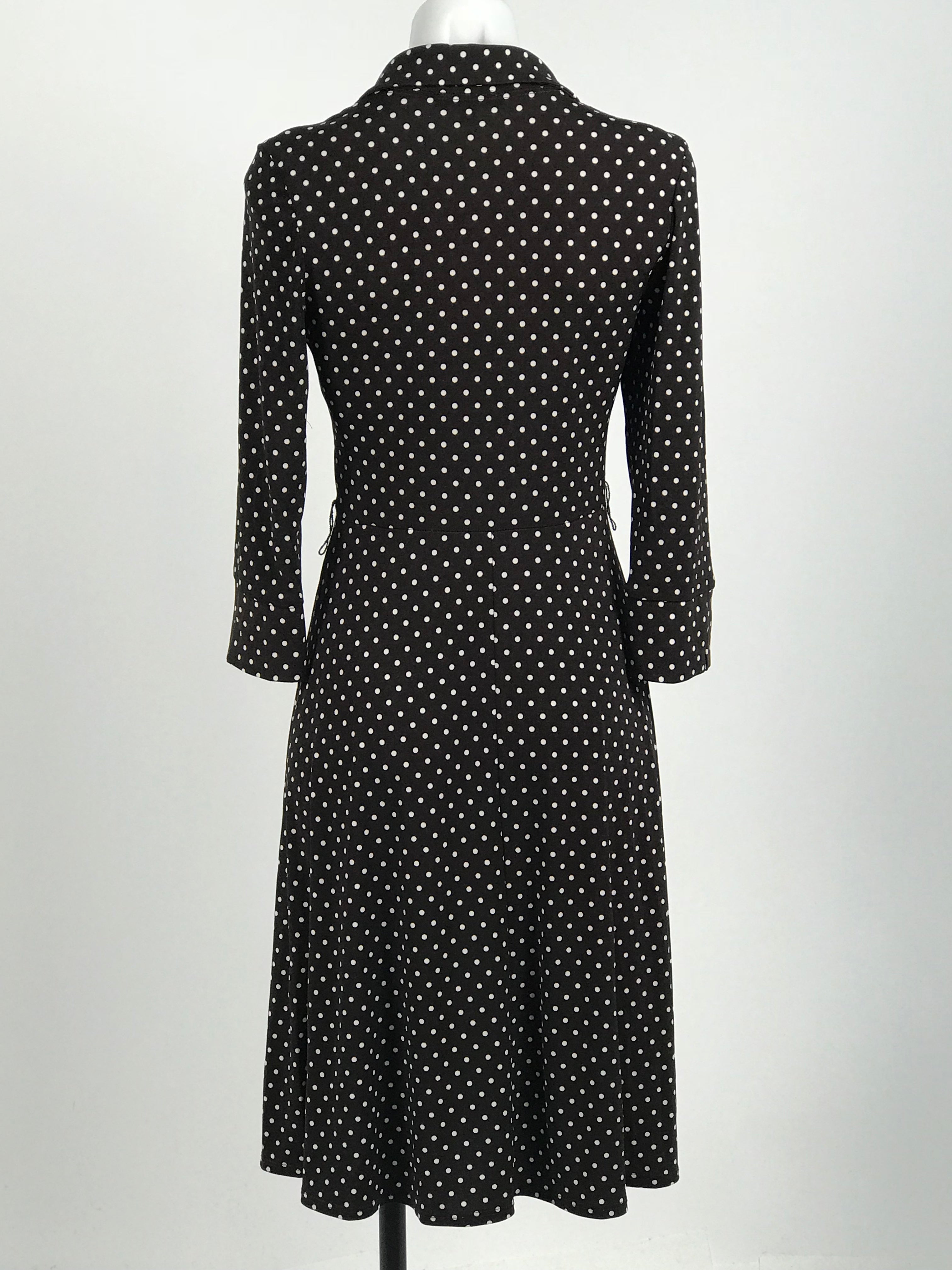 black and white polka dot long sleeve dress