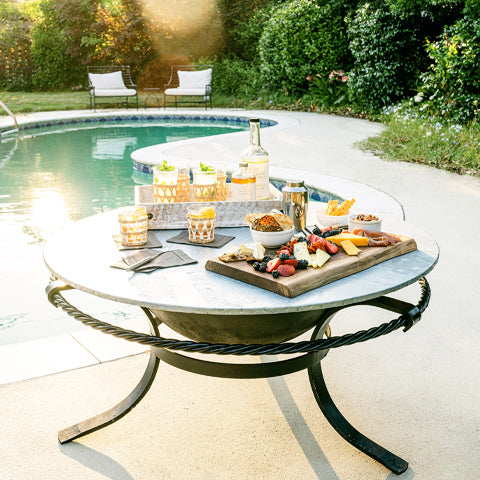 fire pit by the pool