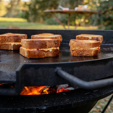 grilled pimento cheese on flat top griddle