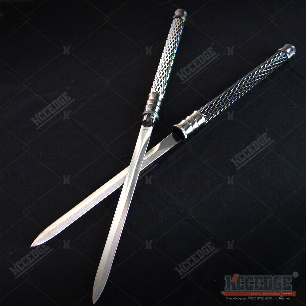 25 Inch 2 In 1 Double Bladed Ninja Sword Staff Spear Short Sword Kcc Knives