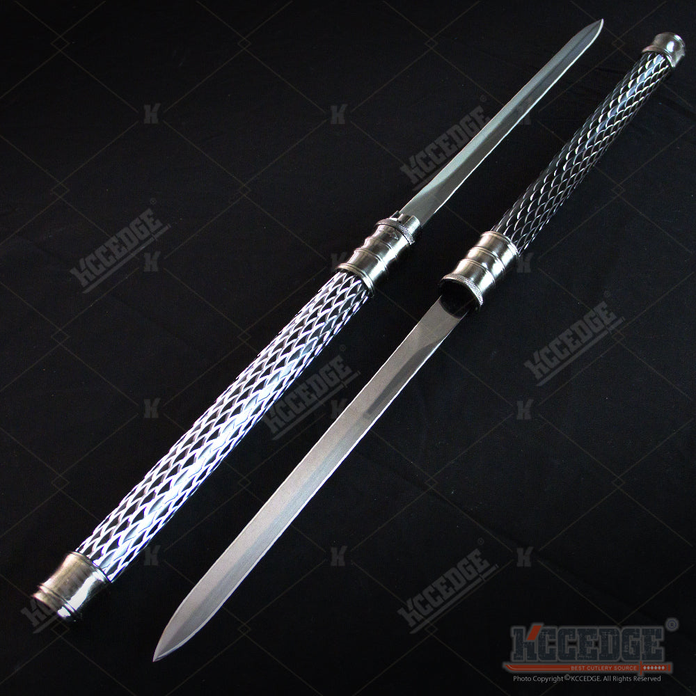Other Martial Arts Weapons Sporting Goods 2 In 1 Black Double Bladed Ninja Sword Staff Spear Short