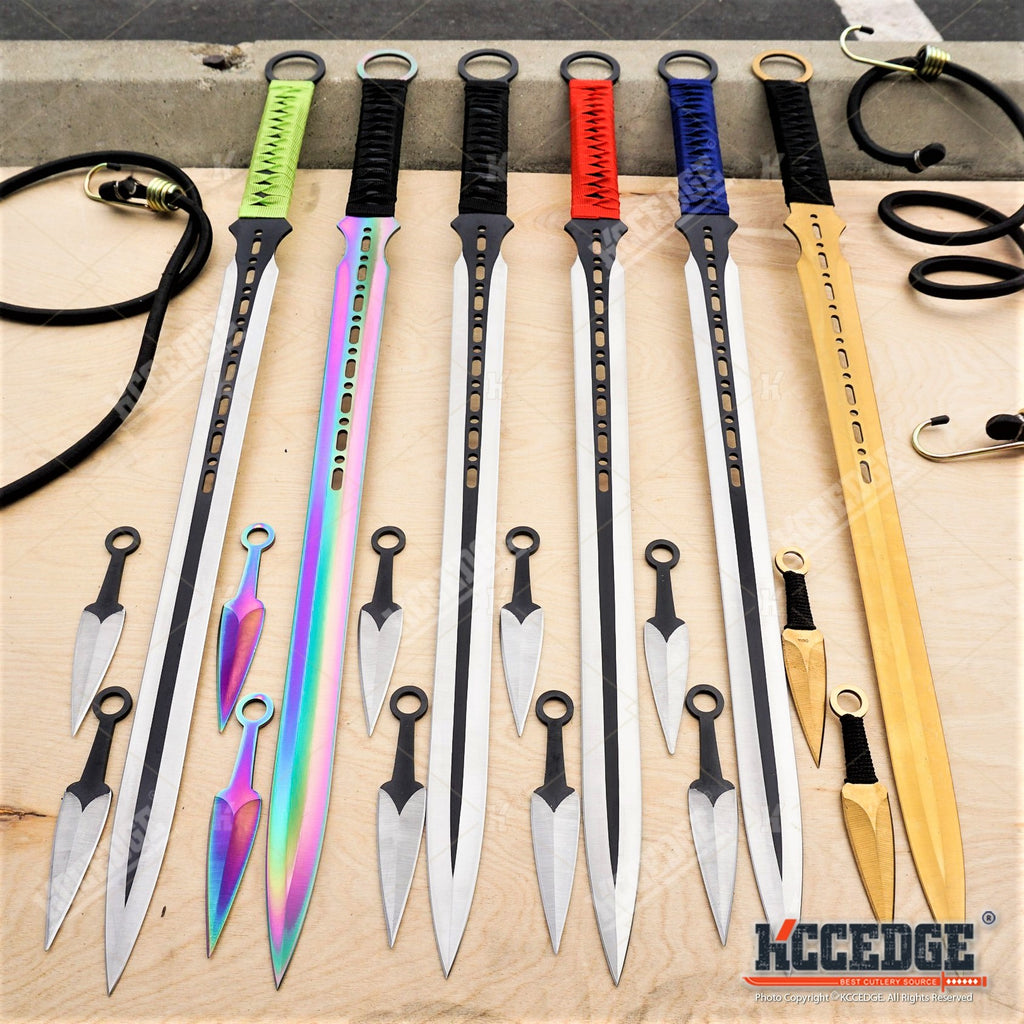 27 Full Tang Ninja Katana Machete W Throwing Knives Kcc Knives 6233