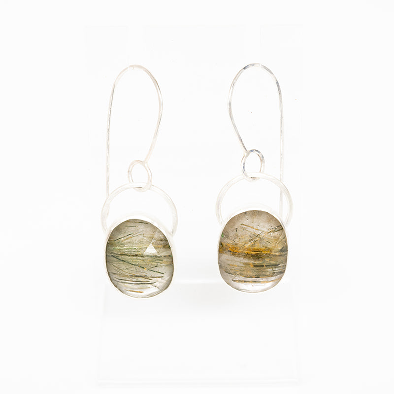Rutilated Quartz Dangle Earring No. 02