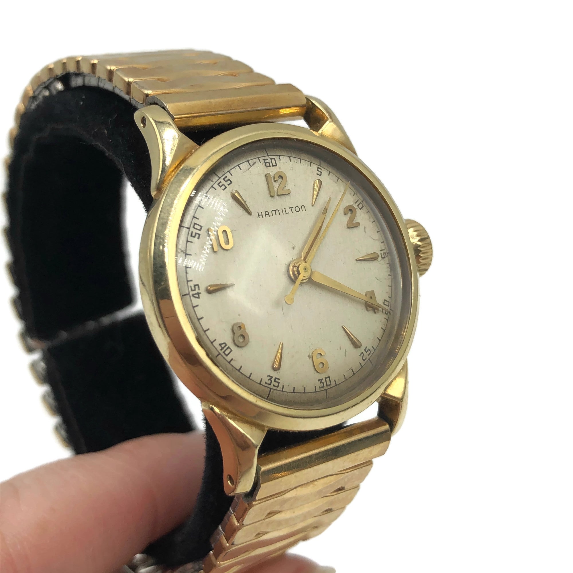 Vintage 14K Hamilton Round Face Wristwatch W/ Gold Filled Band – Long ...