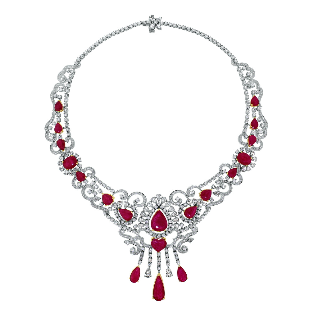 Regalia Ruby & Diamond Suite (82.05 ct Diamonds & Rubies) in White Gol ...