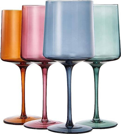 Wine Savant Khen Muted Rainbow Champagne Flute Glasses - Set of 6