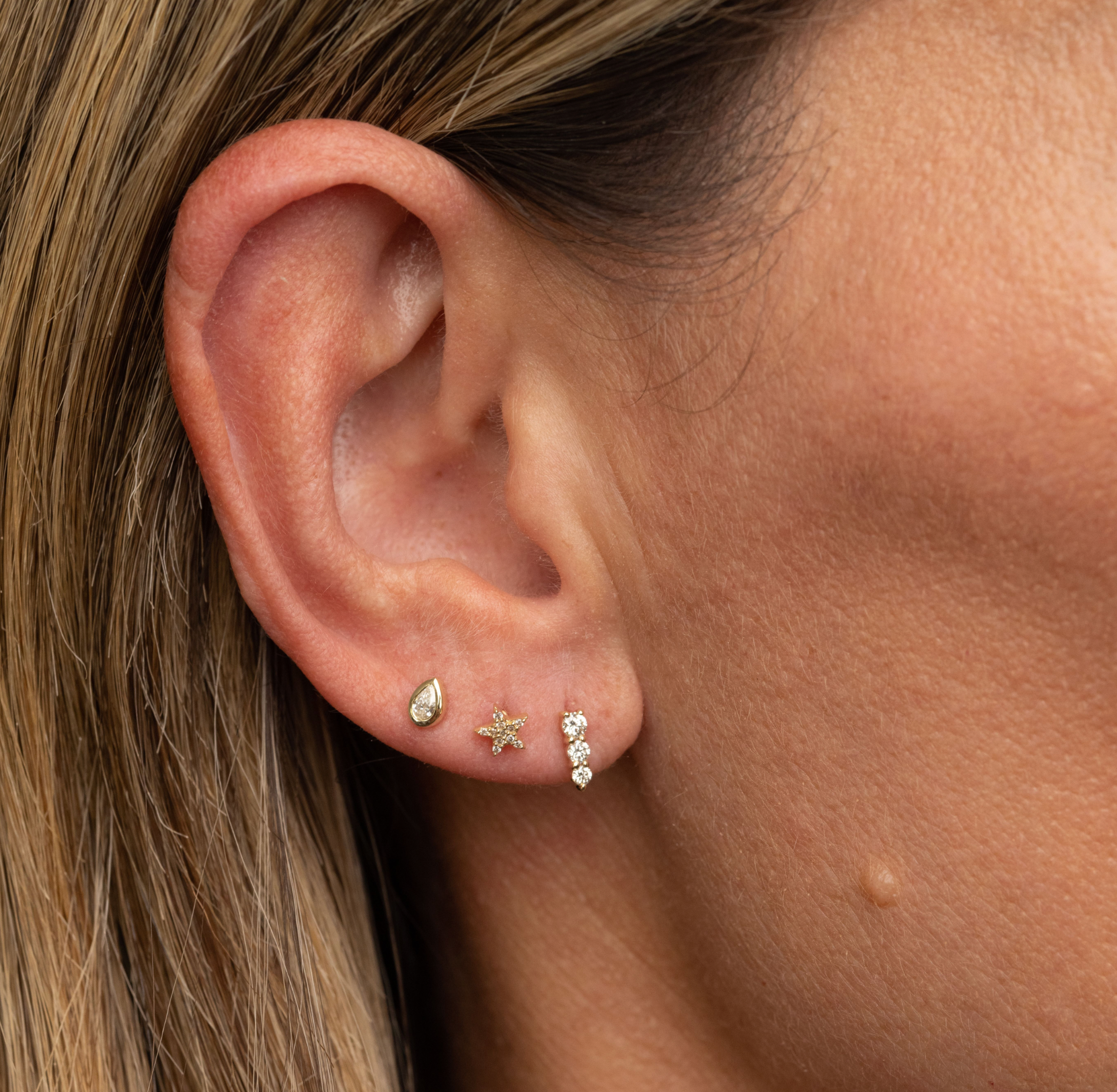 Stud Earrings Flat Back Piercing Clear Gem Tragus Helix Cartilage Labret 6  8 4mm | eBay