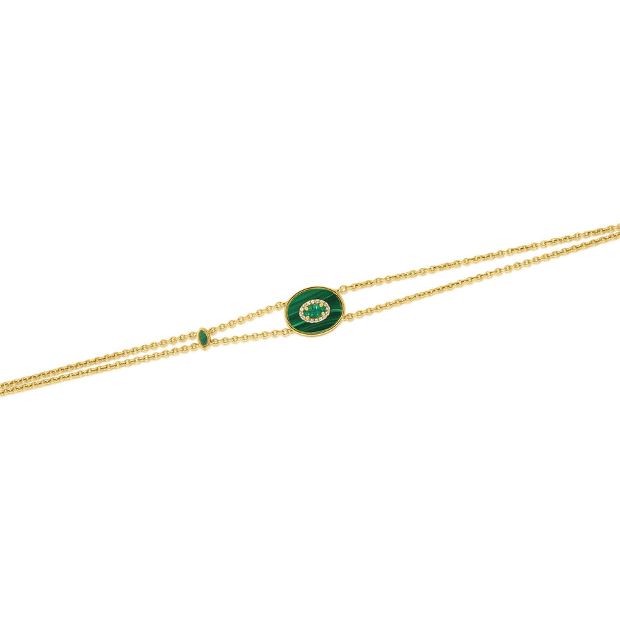 Malachite and Emerald Round Bracelet
