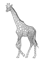 Line drawing of a giraffe