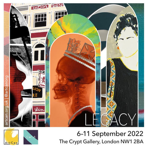Poster for Legacy exhibition at The Crypt Gallery