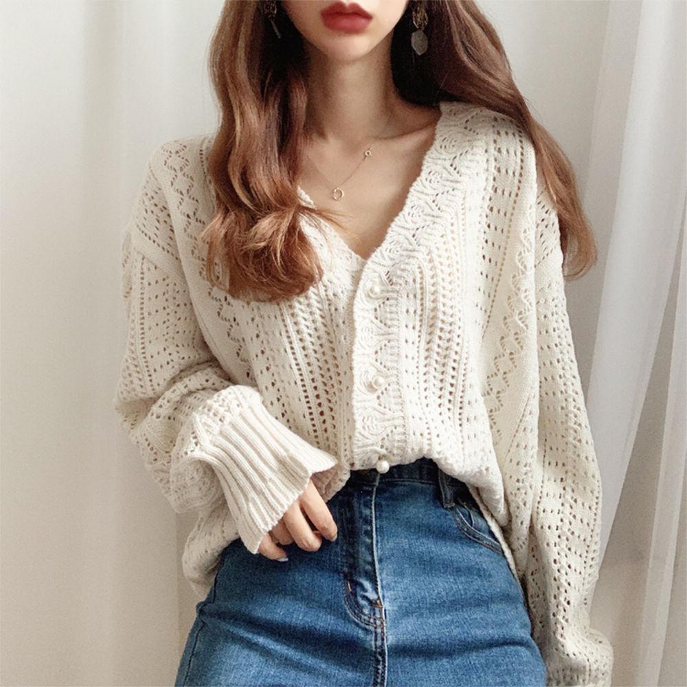 Cardigan Dentelle Loose Knit Sentence Love