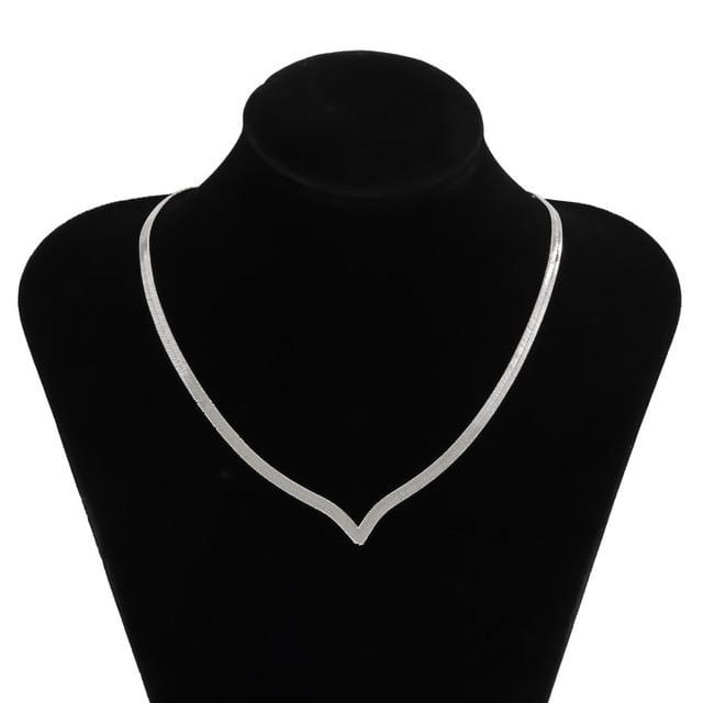 Choker Necklace Punk V-Shaped Short Collar Collier vetement tendance femme Sentence Love Silver Color