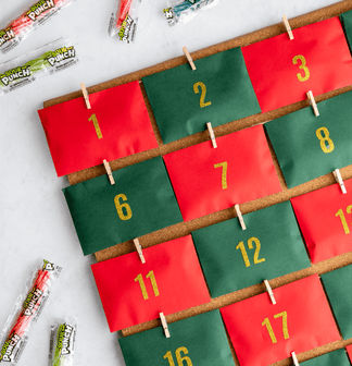 Advent calendar craft featuring Sour Punch Individually Wrapped Candy Twists