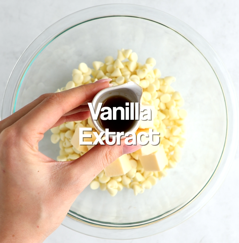 Adding vanilla extract to the microwave-safe bowl