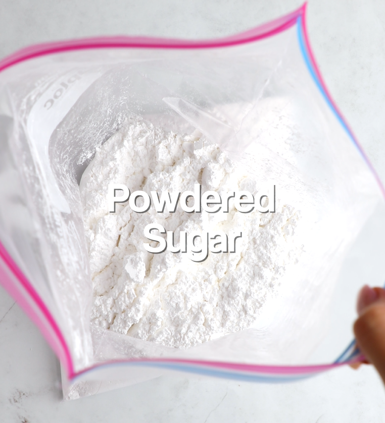 Powdered sugar in a plastic bag