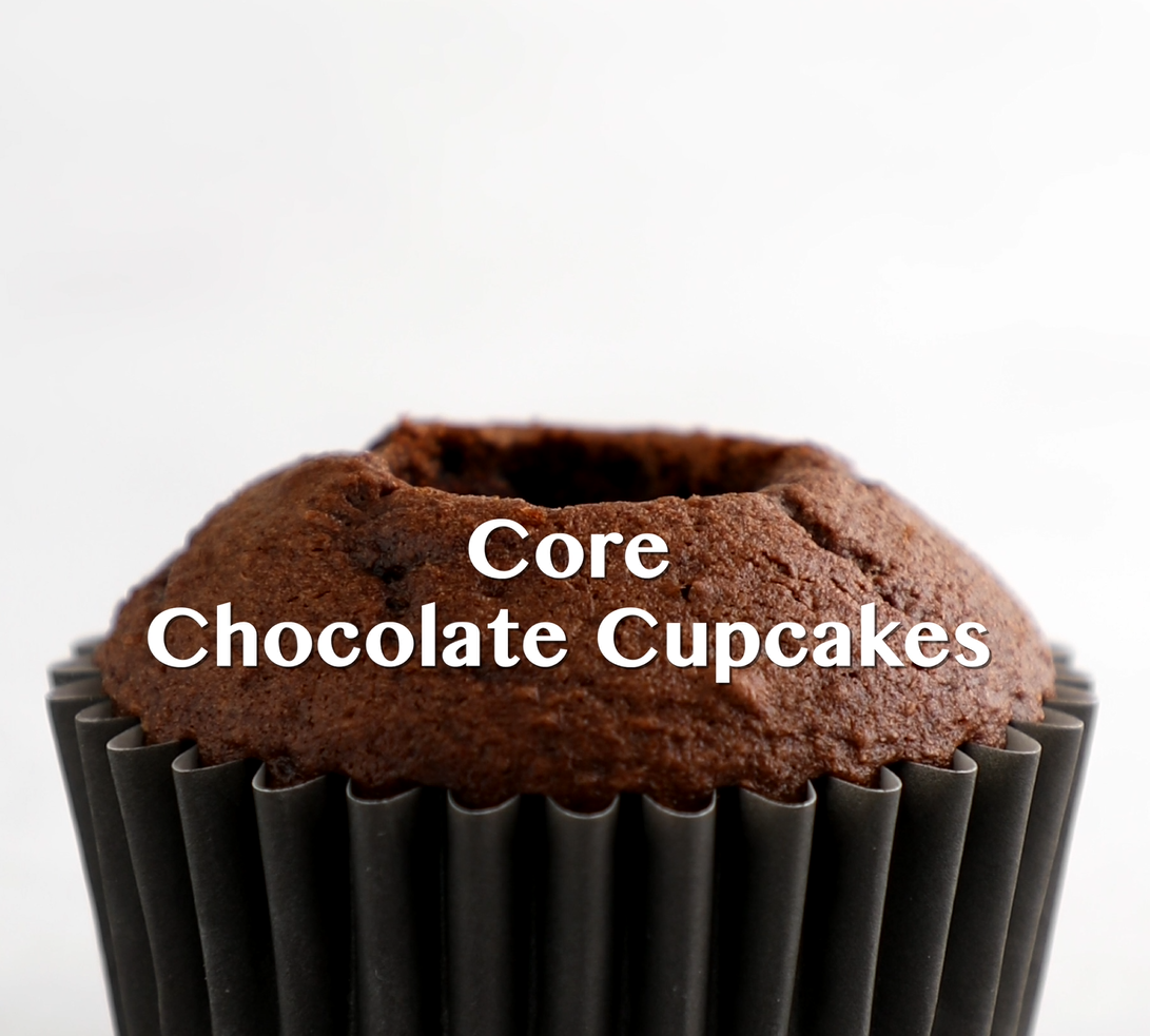 Cored chocolate cupcakes