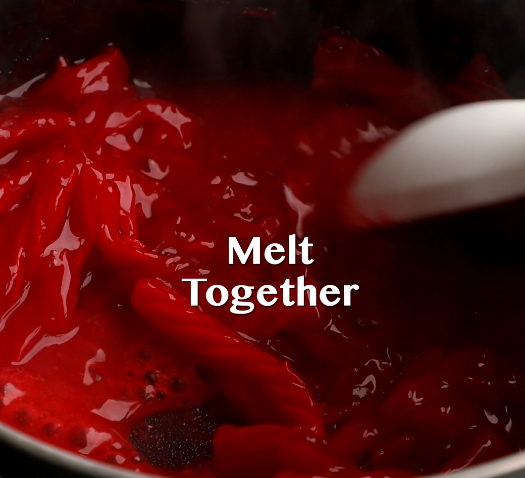 Red Vines Original Red Licorice being melted down with sugar and water