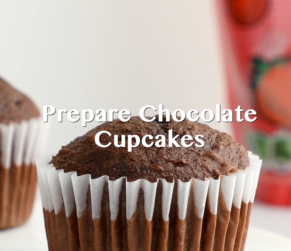 Baked chocolate cupcake