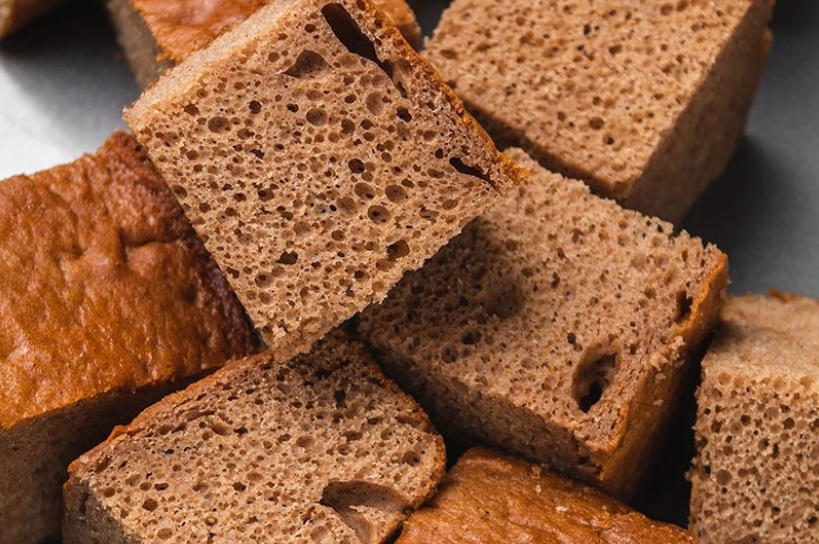 Large chunks of baked spiced cake