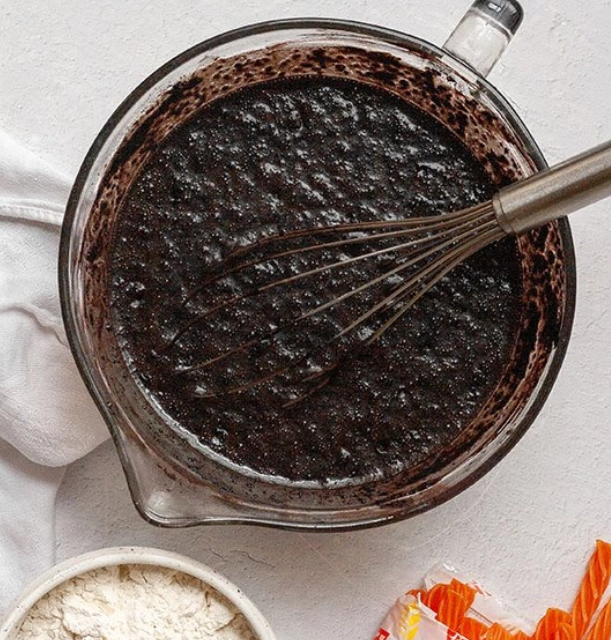 Combined cake batter in a large bowl