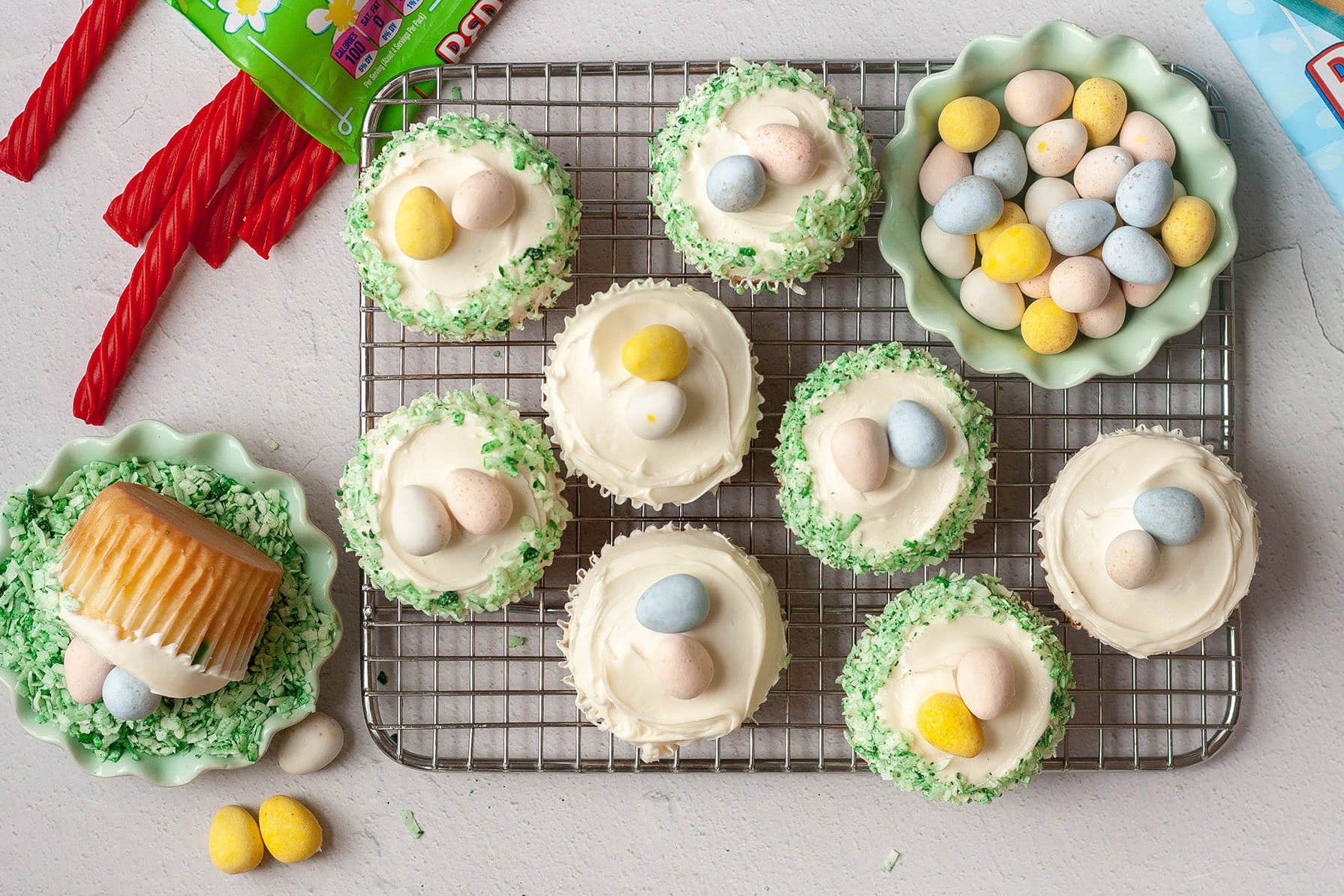 Decorated Cupcakes with Easter Egg Candies