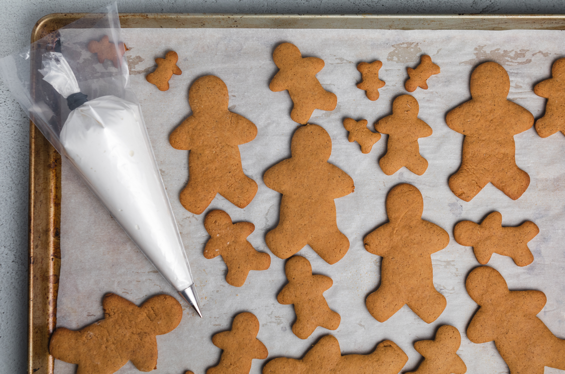 Gingerbread cookies on baking sheet