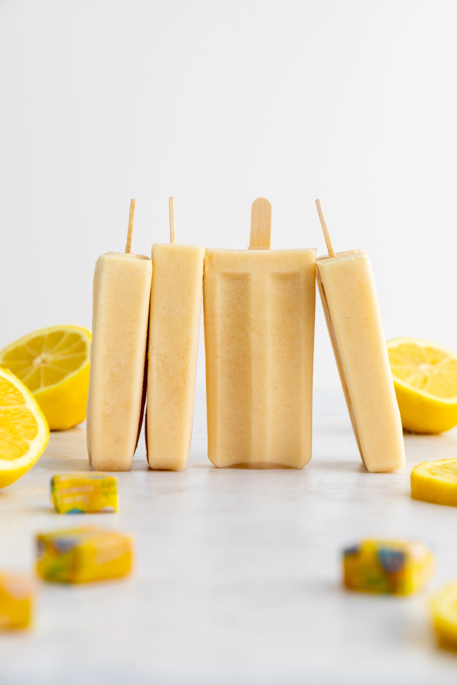 Lemonade Popsicles with fresh lemons and Meyer Lemon & Raspberry Chewie Fruities Organic Candy