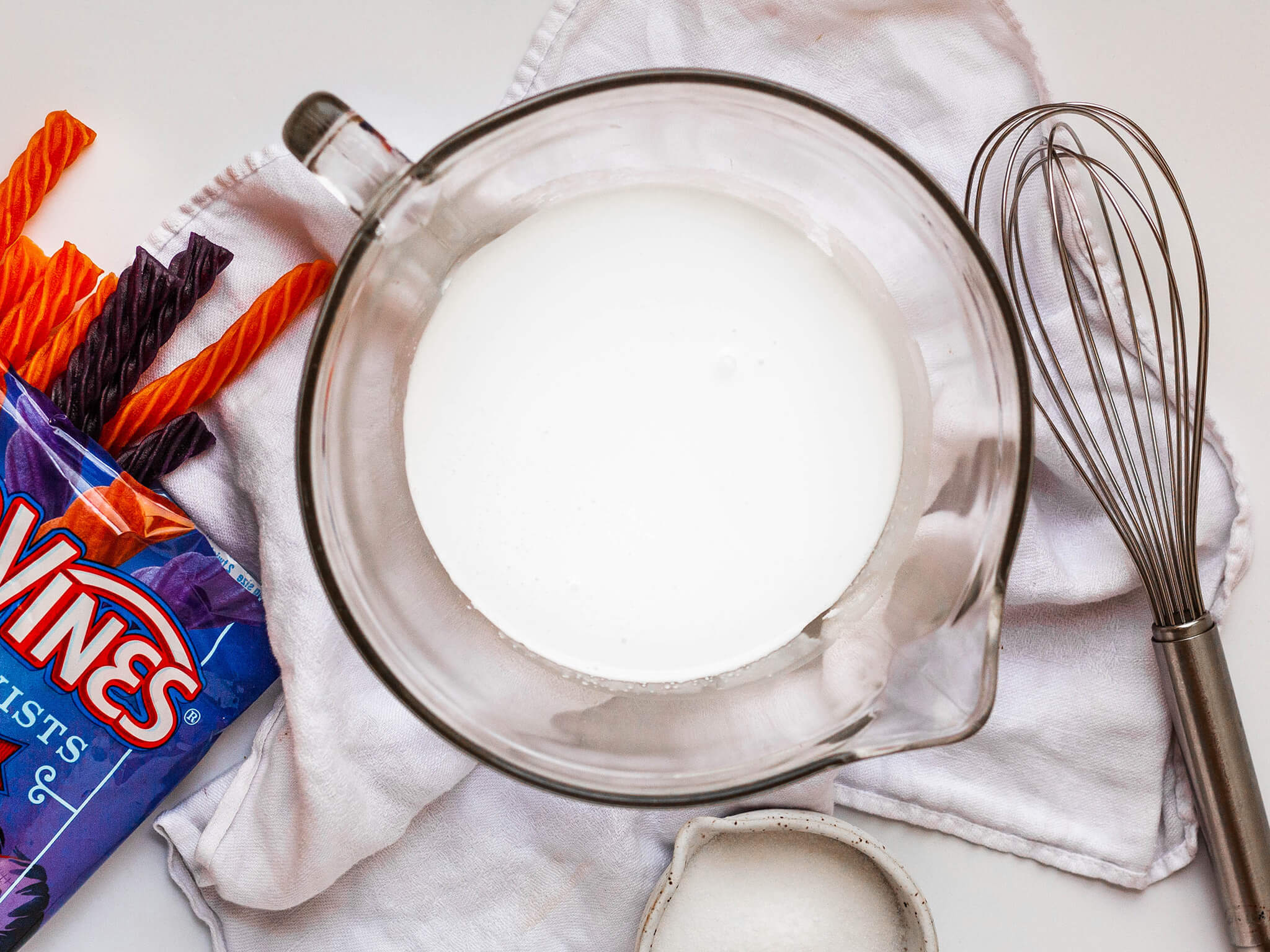 Whisking together ingredients for the popsicle base