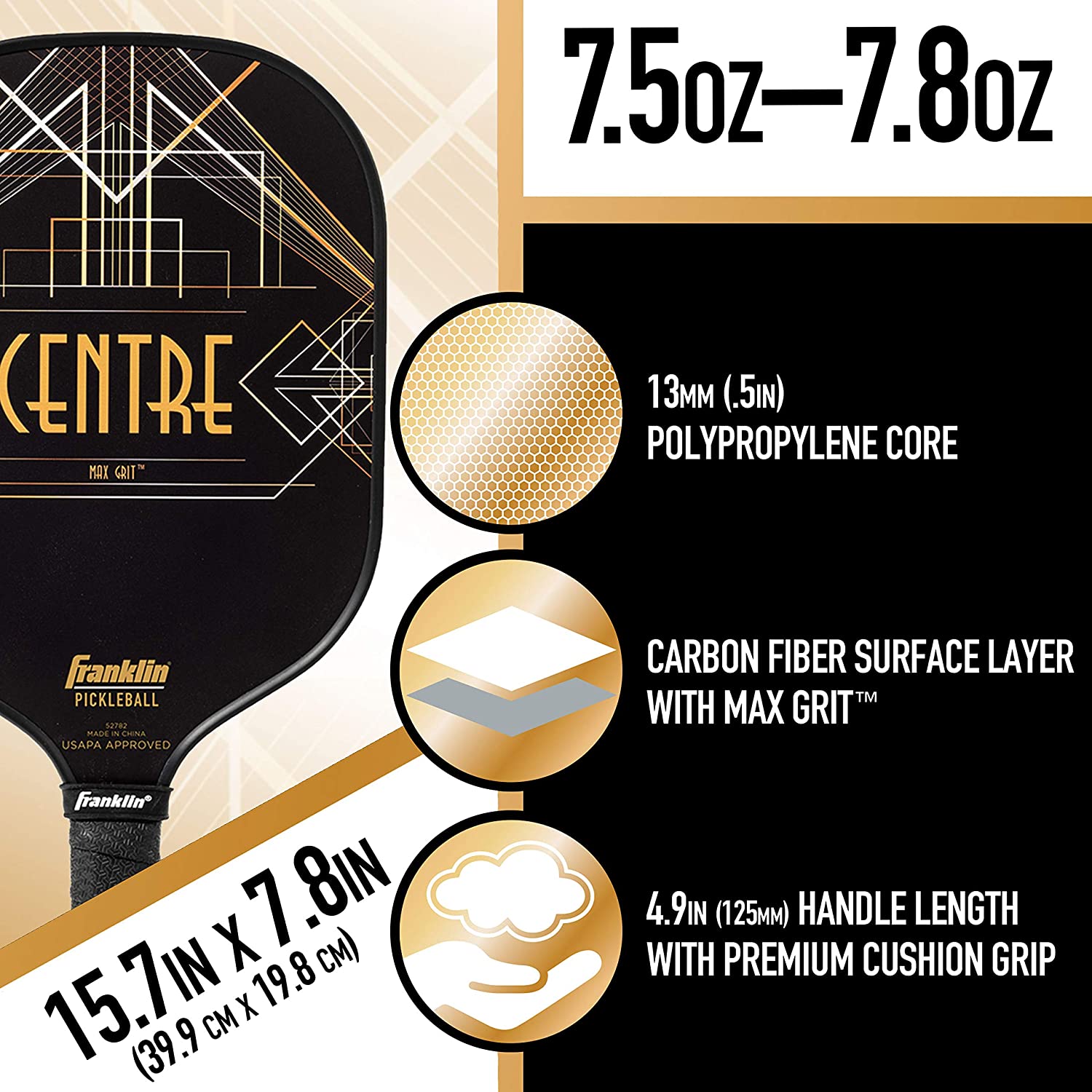 ASPEN KERN CENTRE CARBON FIBER PICKLEBALL PADDLE