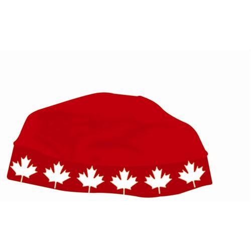 SKULL CAP MAPLE LEAF BAND (RED) - With Ponytail hole