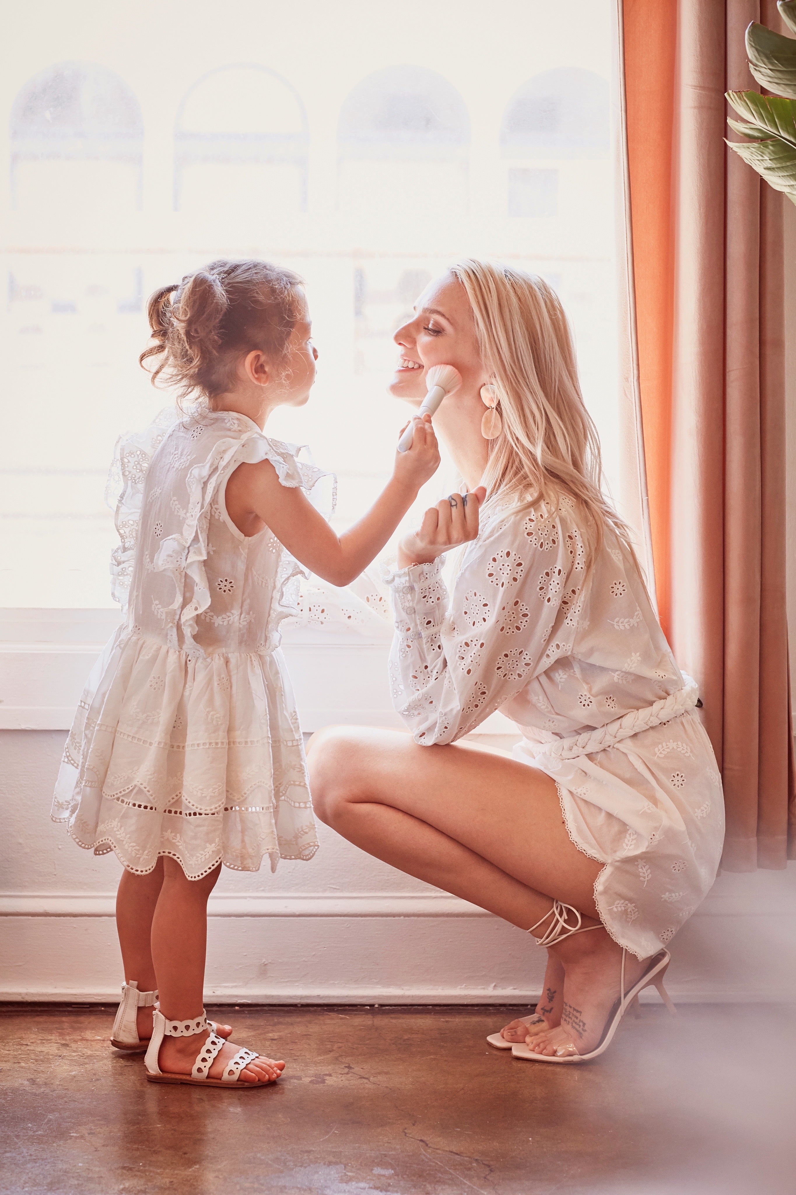 Mother daughter matching set -white