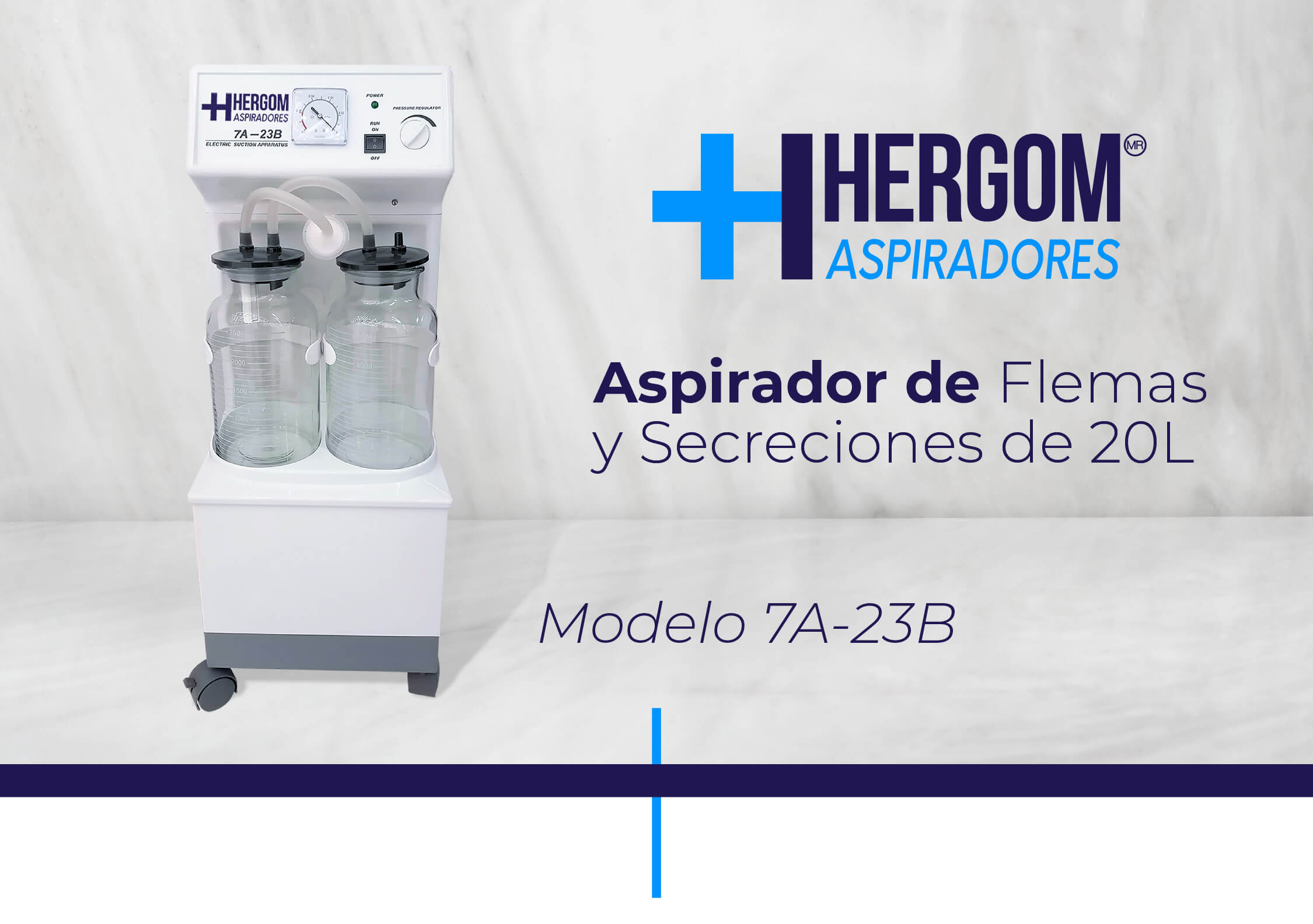 Aspirador de Flemas y Secreciones portátil de 18 L x minuto, Modelo 7E –  HERGOM MEDICAL