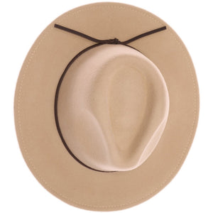 Leather Bow Trim Wool Felt Panama Hat
