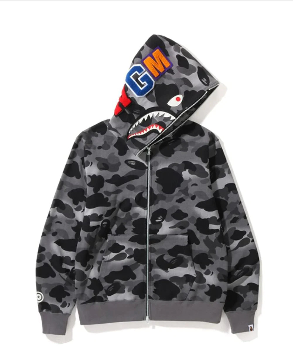 A BATHING APE GRID CAMO SHARK FULL ZIP HOODIE – BAPECLUB