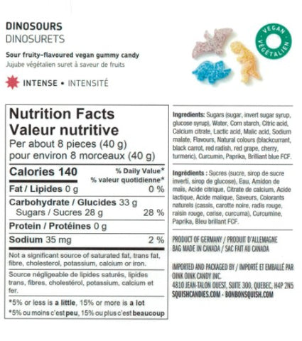 Squish Gummies Dinosours ingredients