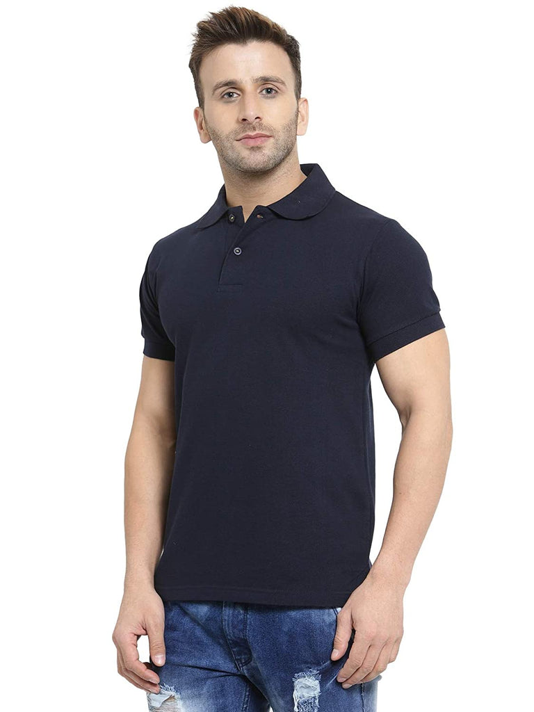 Ejebo Neavy Blue Collar T-Shirt For Mens @ Rs. 299.00