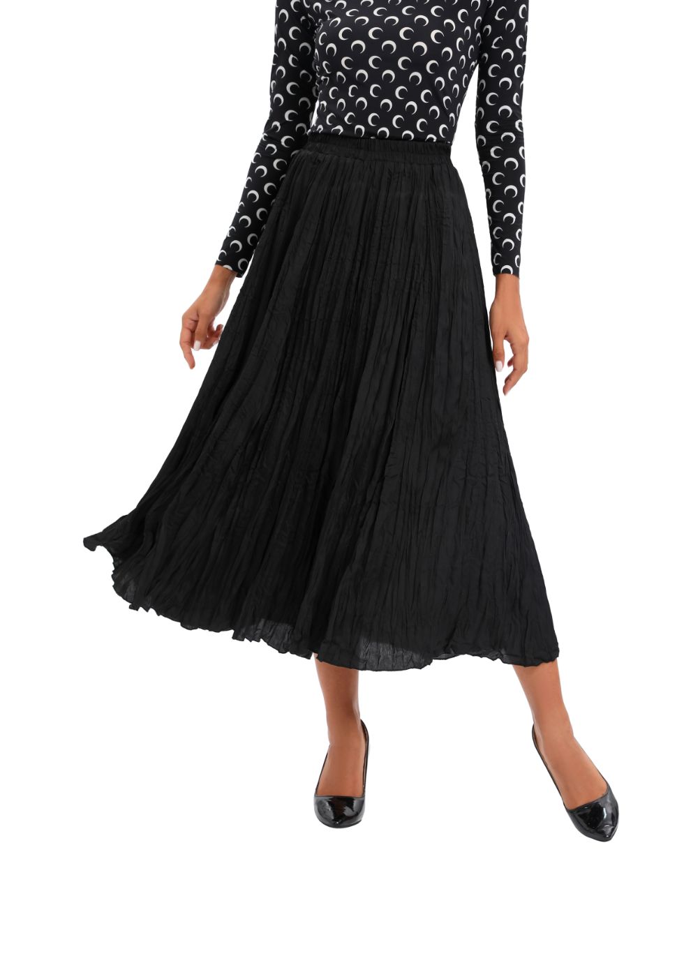 Midi Length Wrinkle pleated Skirt - alamaud