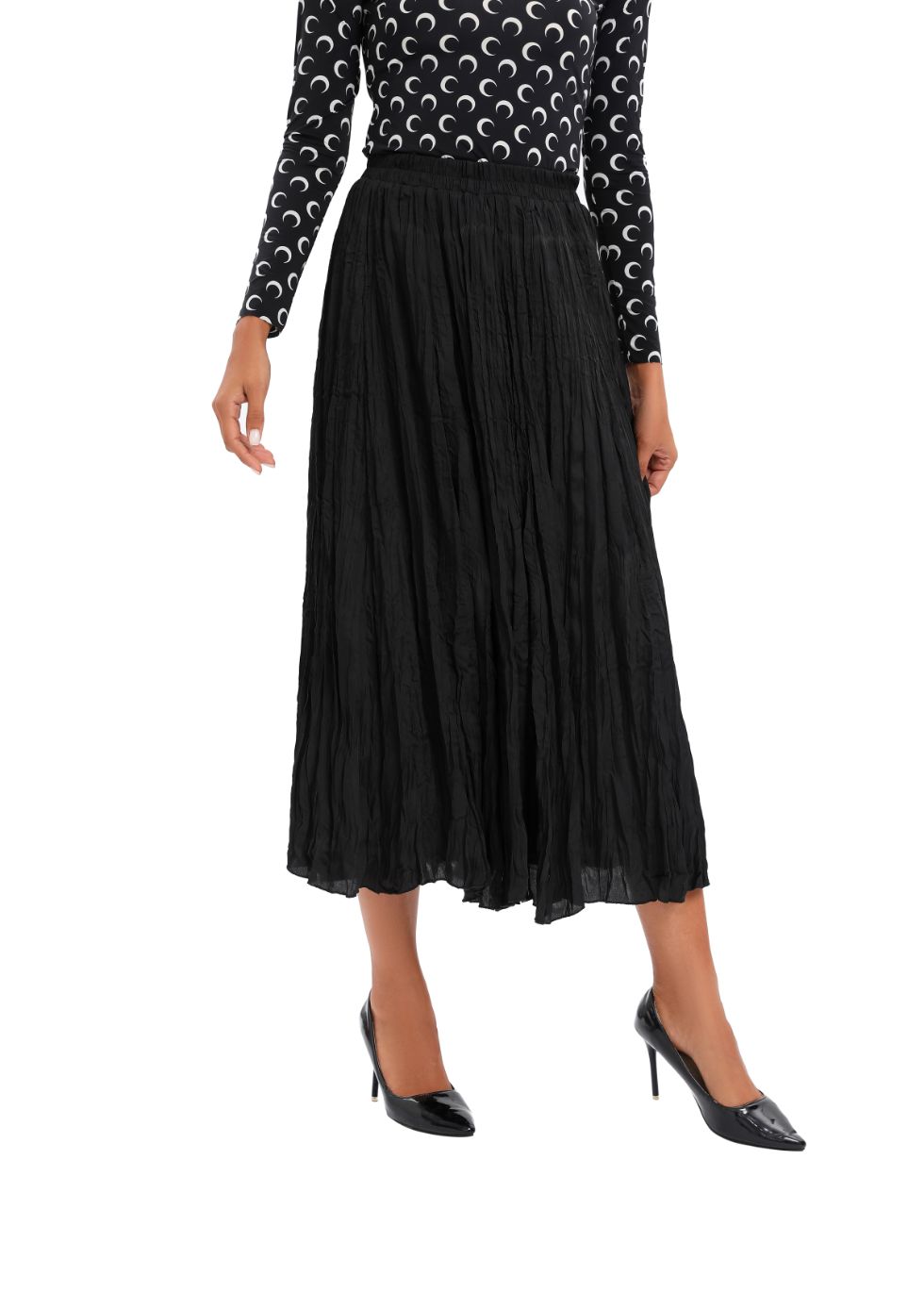 Midi Length Wrinkle pleated Skirt - alamaud