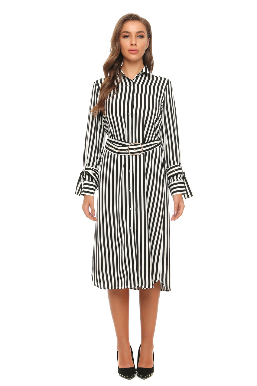 midi belted shirt dress