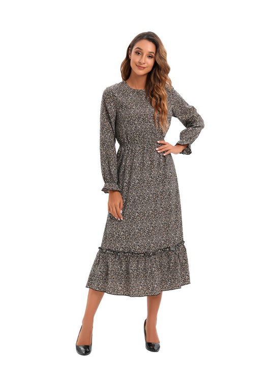 Elegant Modest Long Sleeve Print Dress - seilerlanguageservices