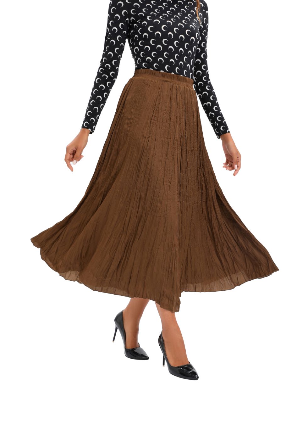 Midi Length Wrinkle pleated Skirt - seilerlanguageservices