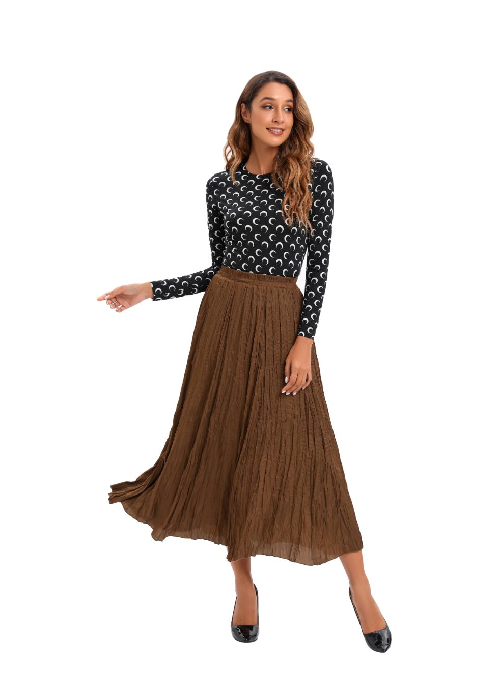 Midi Length Wrinkle pleated Skirt - seilerlanguageservices