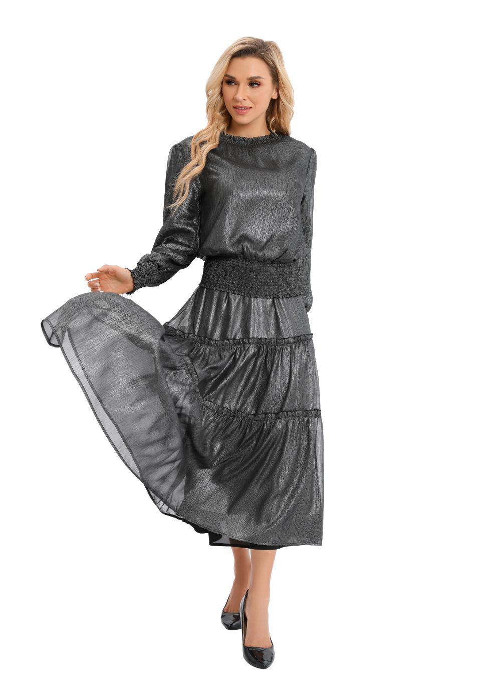 Shimmering Long Sleeve Two-Piece Set - seilerlanguageservices
