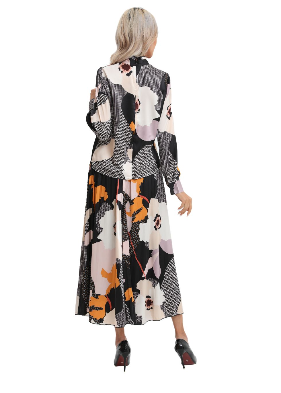 Colorful Print Two-Piece Midi Set - alamaud