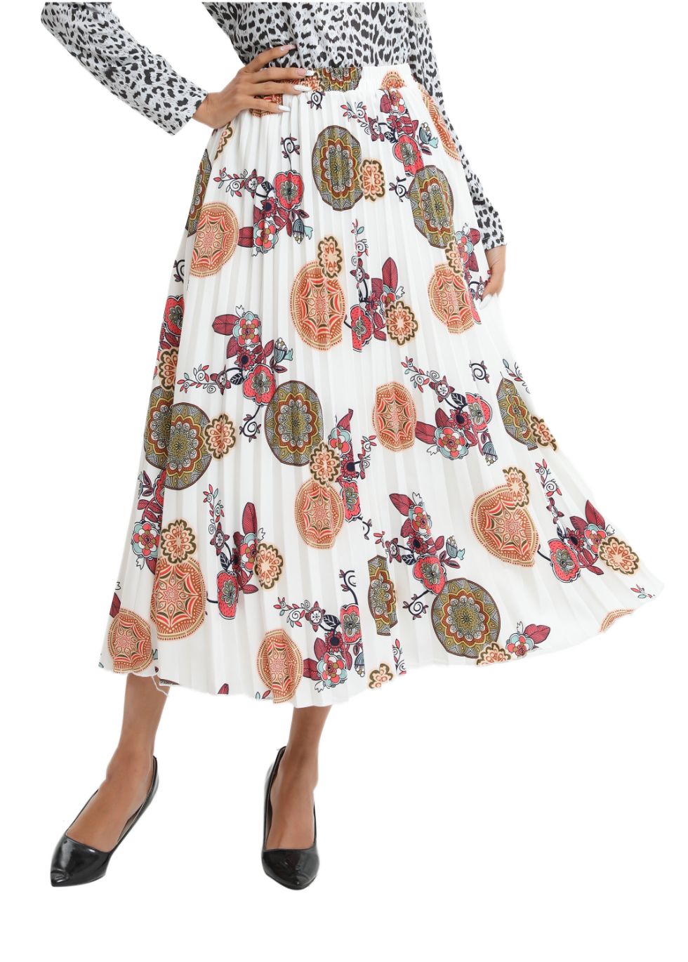 Print Pleated Midi Skirt - seilerlanguageservices