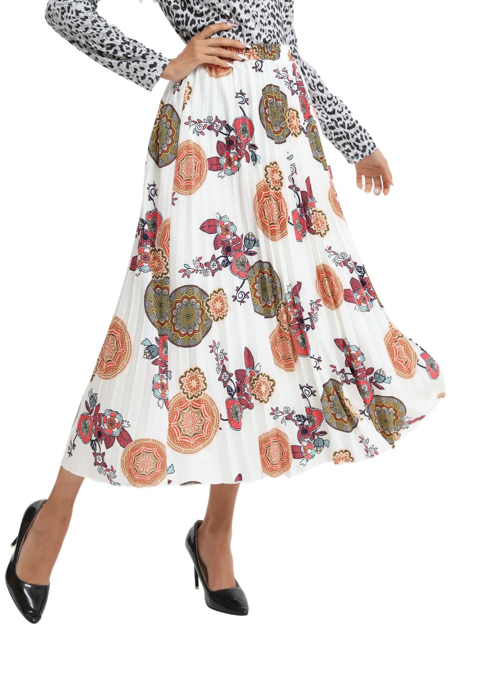 Print Pleated Midi Skirt - seilerlanguageservices