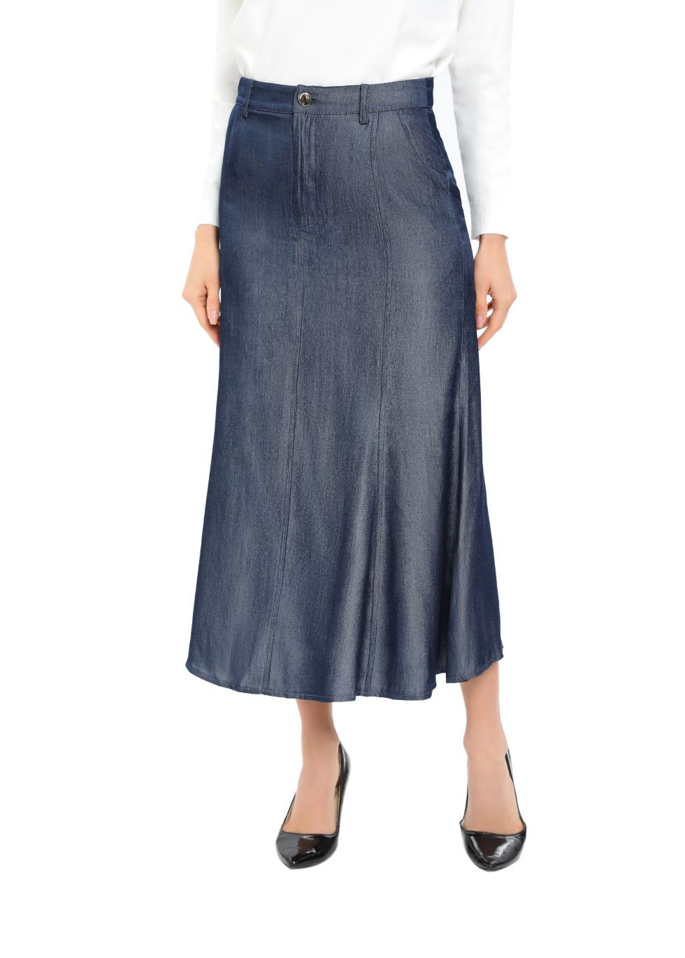 Denim Look Midi Skirt - seilerlanguageservices