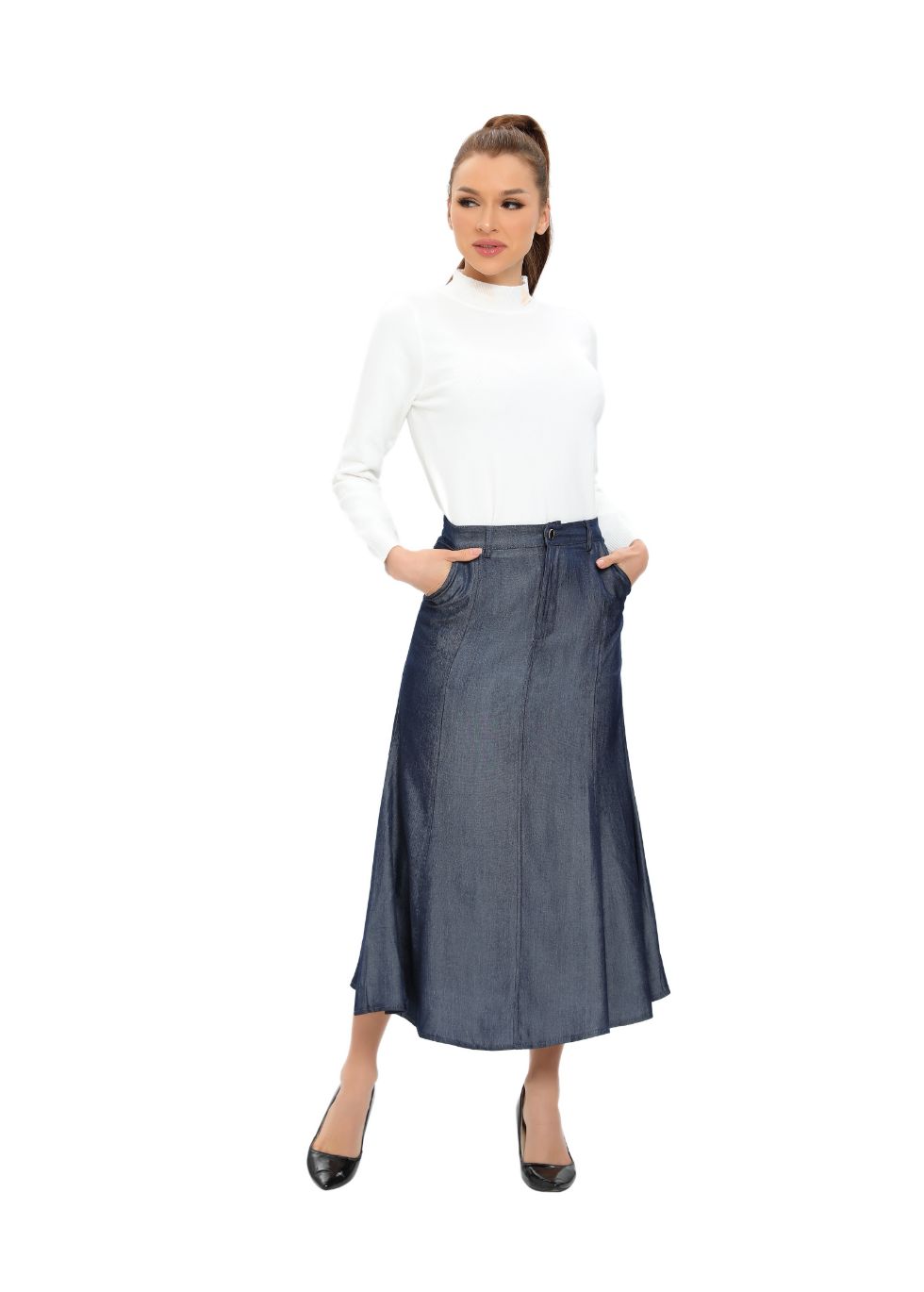 Denim Look Midi Skirt - seilerlanguageservices