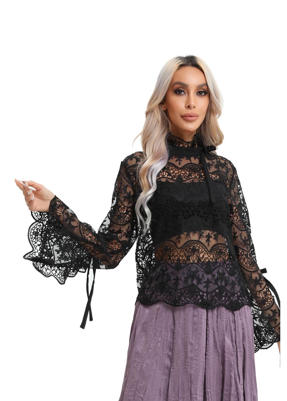 Elegant Long Sleeve Lace Blouse - seilerlanguageservices